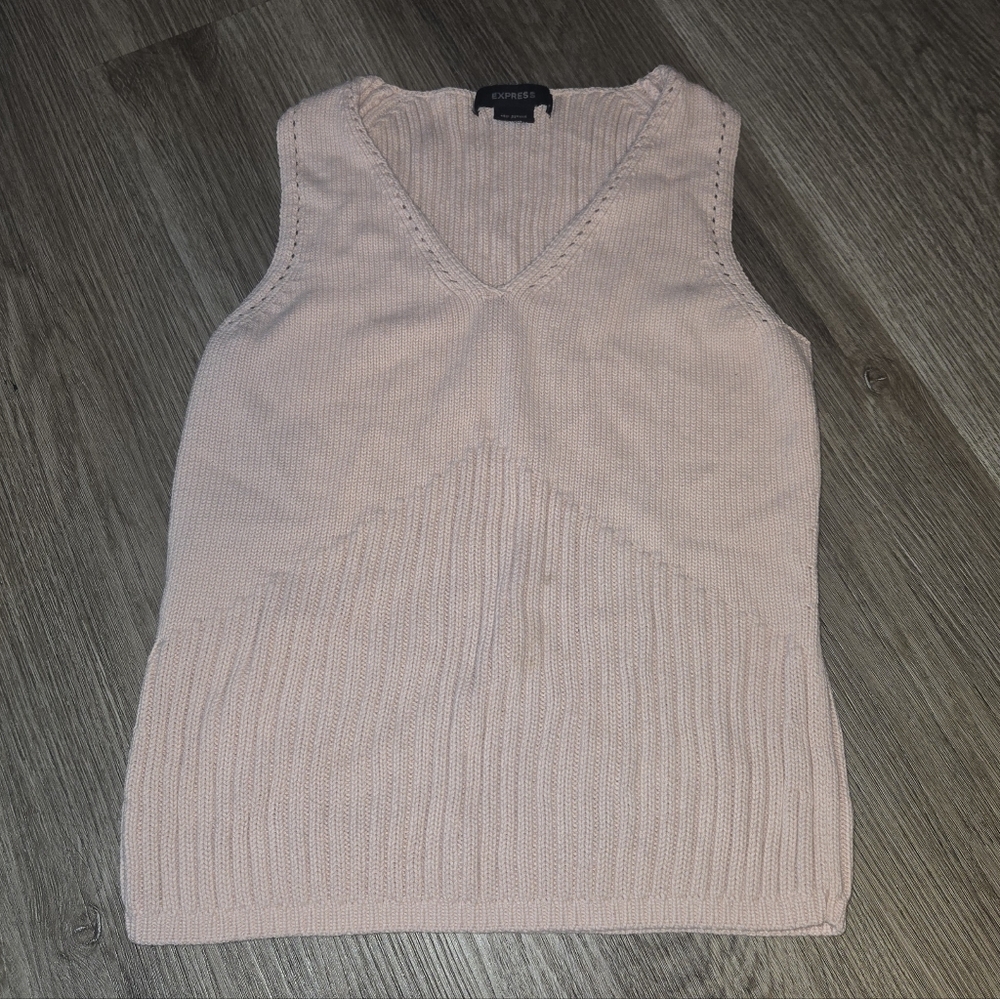 Express Blush V-Neck Knit Top Sweater Vest Y2K Preppy